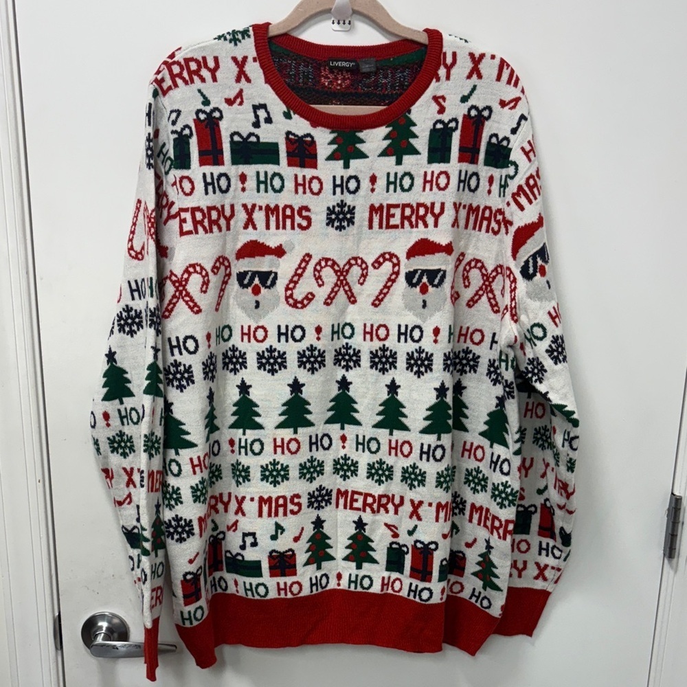 LIBERTY HOLIDAY REWNECK SWEATER-RED,GREEN AND WITHE!